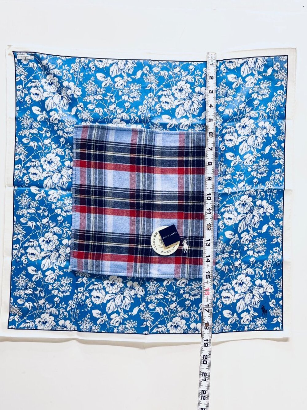 New Polo Ralp Lauren Mini Scarf 20" + Hand Towel bue floral blue black check((92 - Picture 9 of 14